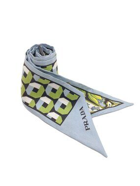 Prada Print Silk Twill Ski Nice Calfskin Scarf